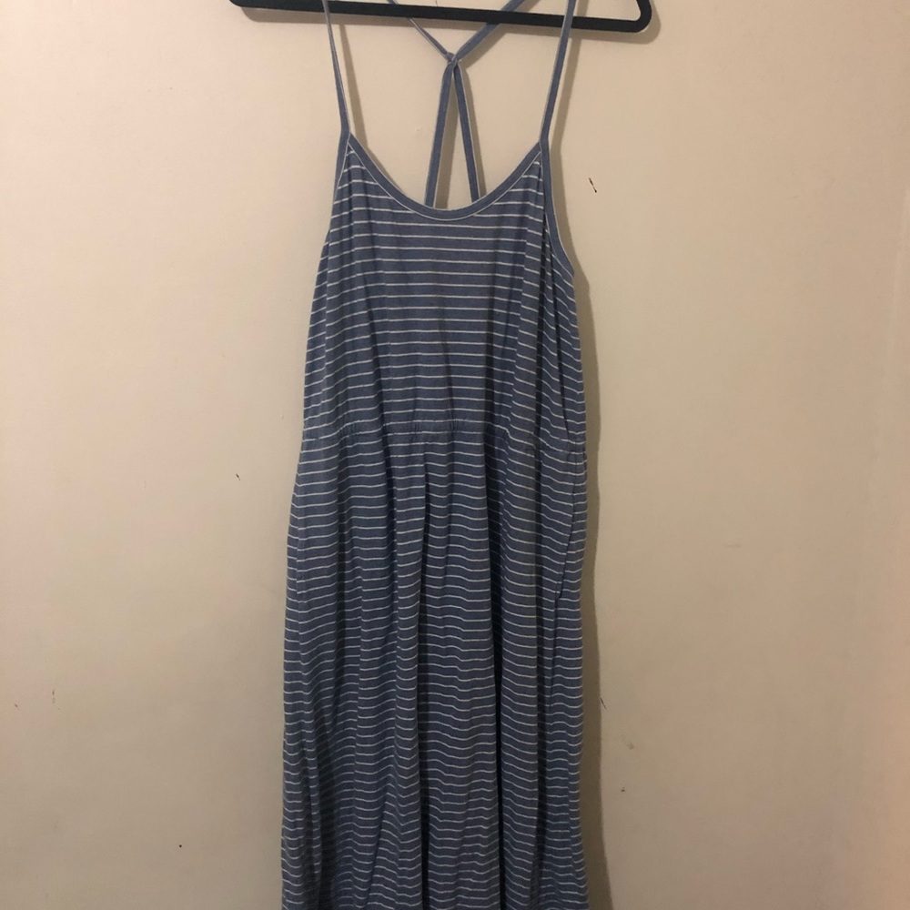 J crew blue striped maxi dress